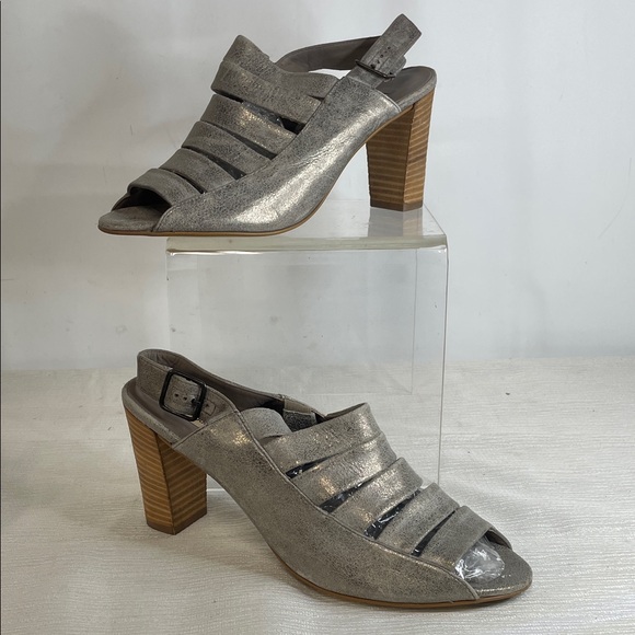Paul Green Joan Slingback Strappy Heeled Sandals Smoked Metallic FTL-08-097 - Picture 1 of 9